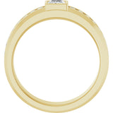 14K Gold Square Lab-Grown Diamond Accented Band - 4x4mm Stones - Yellow Gold - view 2
