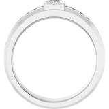 14K Gold Square Lab-Grown Diamond Accented Band - 4x4mm Stones - White Gold - view 2