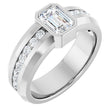 Platinum Emerald Lab-Grown Diamond Accented Band - 7x5mm Stones