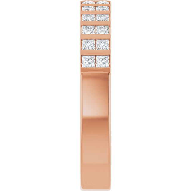 14K Gold Square Lab-Grown Diamond Channel-Set Double Row Anniversary Band - 1/2 CTW - Rose Gold - view 4