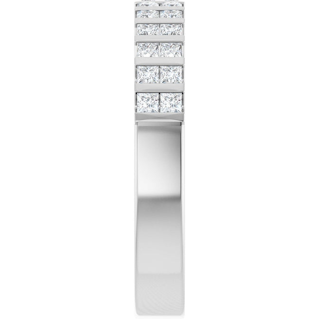 14K Gold Square Lab-Grown Diamond Channel-Set Double Row Anniversary Band - 1/2 CTW - White Gold - view 4