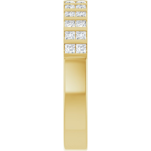14K Gold Square Natural Diamond Channel-Set Double Row Anniversary Band - 1/2 CTW - Yellow Gold - view 4
