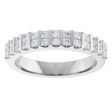 Platinum Square Natural Diamond Channel-Set Double Row Anniversary Band - 1/2 CTW - view 3