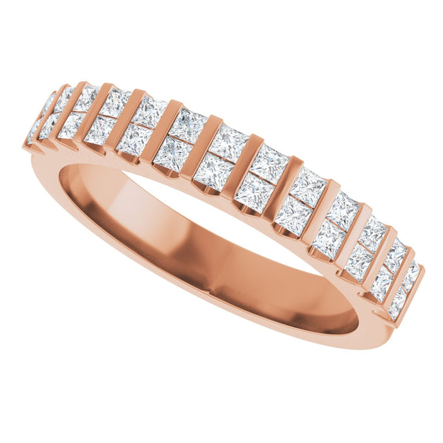 14K Gold Square Natural Diamond Channel-Set Double Row Anniversary Band - 1/2 CTW - Rose Gold - view 5
