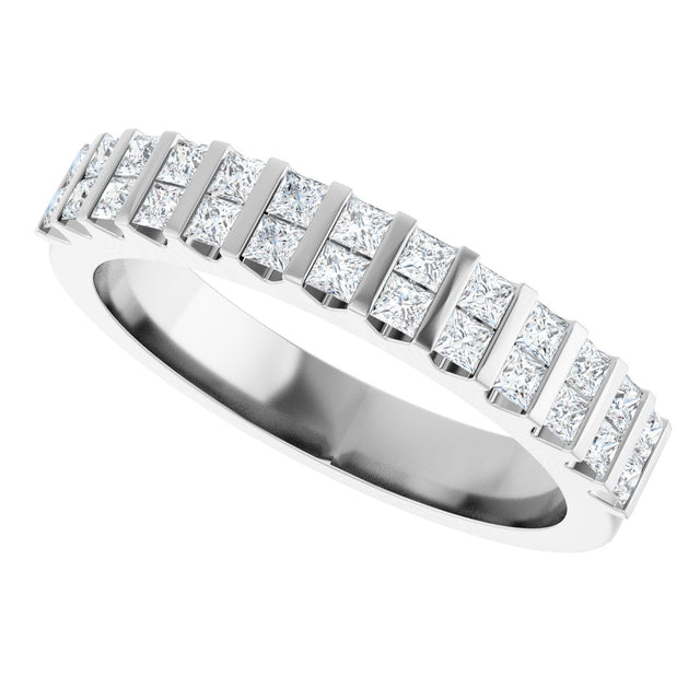 14K Gold Square Lab-Grown Diamond Channel-Set Double Row Anniversary Band - 1/2 CTW - White Gold - view 5