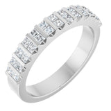 14K Gold Square Natural Diamond Channel-Set Double Row Anniversary Band - 1/2 CTW - White Gold