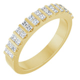 14K Gold Square Lab-Grown Diamond Channel-Set Double Row Anniversary Band - 1/2 CTW - Yellow Gold