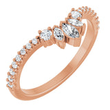 14K Gold Marquise Natural Diamond Contour Band - 1/3 CTW - Rose Gold