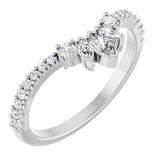 14K Gold Marquise Natural Diamond Contour Band - 1/3 CTW - White Gold