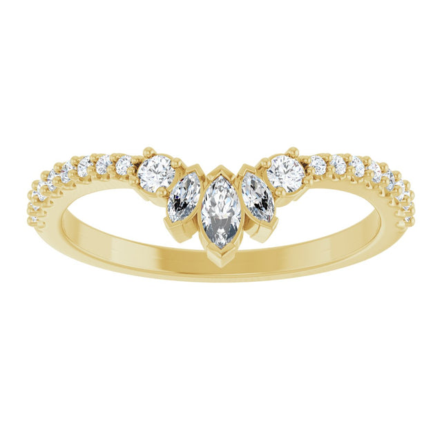 14K Gold Marquise Natural Diamond Contour Band - 1/3 CTW - Yellow Gold - view 3