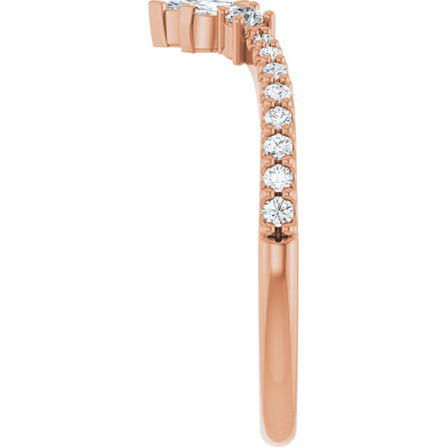 14K Gold Marquise Lab-Grown Diamond Contour Band - 1/3 CTW - Rose Gold - view 4