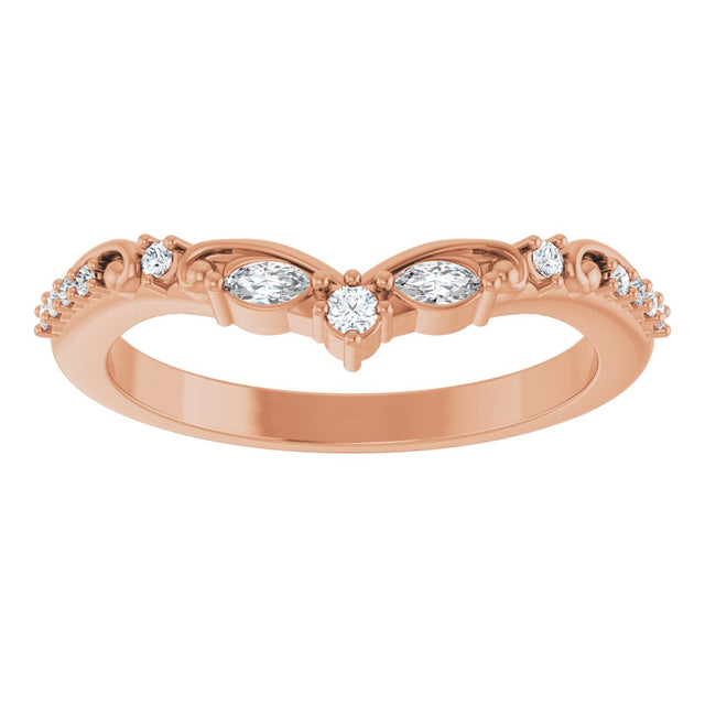 14K Gold Marquise Lab-Grown Diamond Contour Band - 1/6 CTW - Rose Gold - view 3