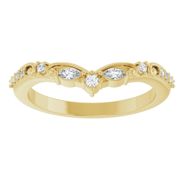 14K Gold Marquise Lab-Grown Diamond Contour Band - 1/6 CTW - Yellow Gold - view 3