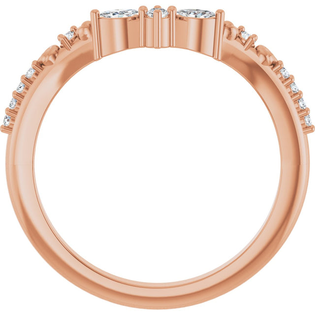 14K Gold Marquise Lab-Grown Diamond Contour Band - 1/6 CTW - Rose Gold - view 2