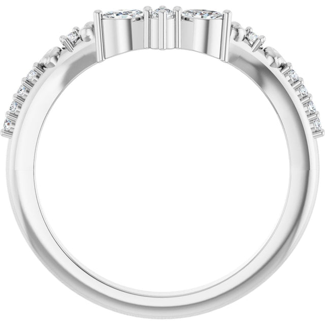 Platinum Marquise Lab-Grown Diamond Contour Band - 1/6 CTW - view 2
