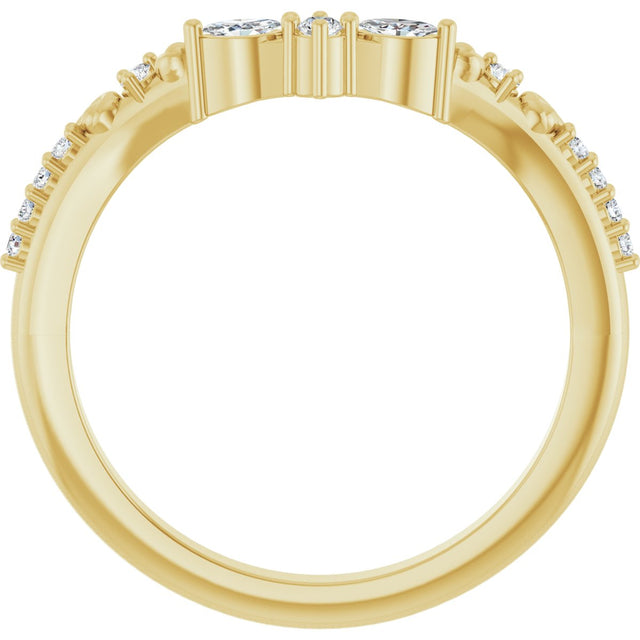 14K Gold Marquise Lab-Grown Diamond Contour Band - 1/6 CTW - Yellow Gold - view 2