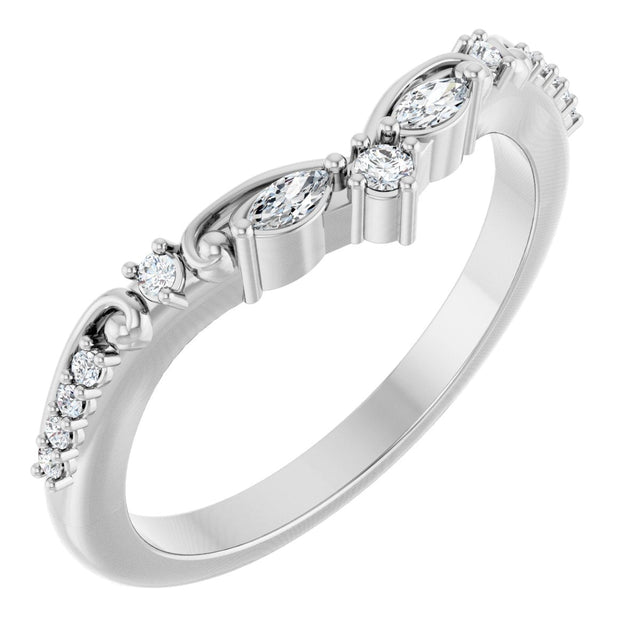 Platinum Marquise Lab-Grown Diamond Contour Band - 1/6 CTW