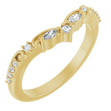14K Gold Marquise Natural Diamond Contour Band - 1/8 CTW (Style 127012) - Yellow Gold