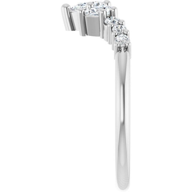 14K Gold Pear Natural Diamond Contour Band - 3/8-1/2 CTW - White Gold - view 4