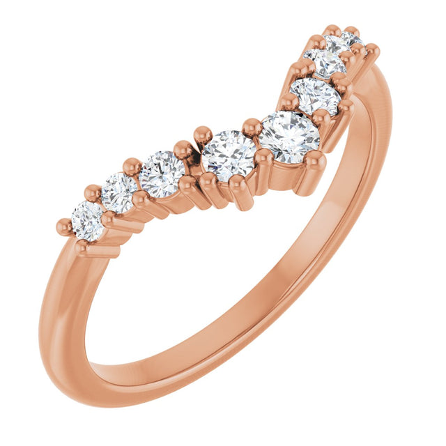 14K Gold Round Lab-Grown Diamond Contour Band - 1/4-3/8 CTW - Rose Gold
