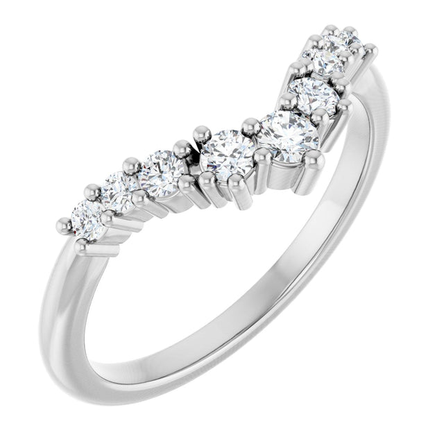 14K Gold Round Lab-Grown Diamond Contour Band - 1/4-3/8 CTW - White Gold