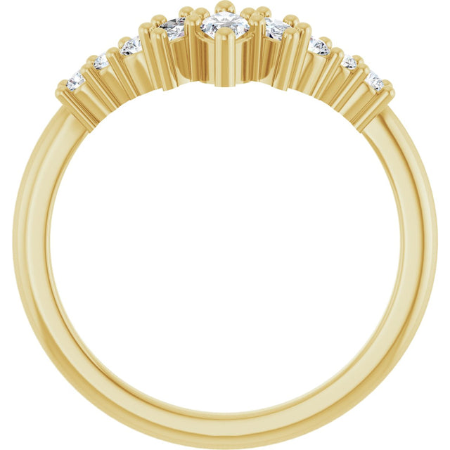 14K Gold Marquise Natural Diamond Contour Band - 1/4-3/8 CTW - Yellow Gold - view 2