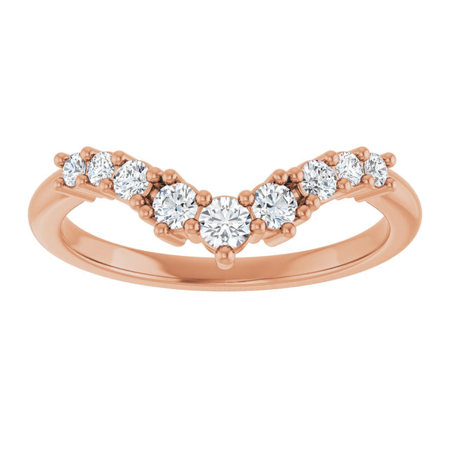 14K Gold Round Lab-Grown Diamond Contour Band - 1/4-3/8 CTW - Rose Gold - view 3
