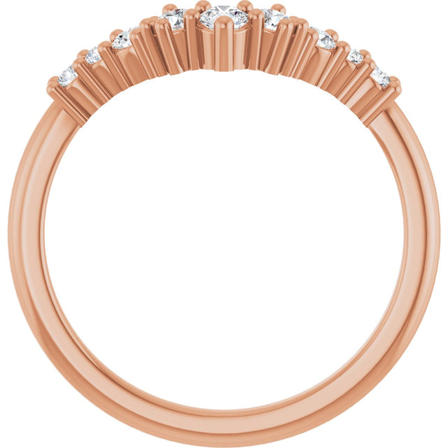 14K Gold Round Lab-Grown Diamond Contour Band - 1/4-3/8 CTW - Rose Gold - view 2