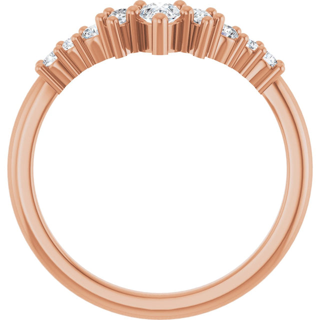 14K Gold Pear Natural Diamond Contour Band - 3/8-1/2 CTW - Rose Gold - view 2
