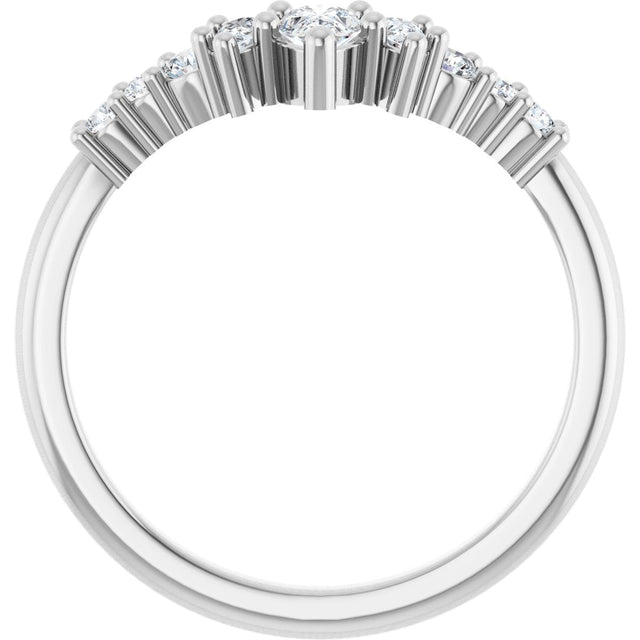 Platinum Pear Natural Diamond Contour Band - 3/8-1/2 CTW - view 2