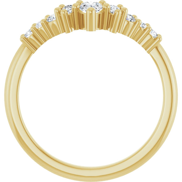14K Gold Pear Lab-Grown Diamond Contour Band - 3/8-1/2 CTW - Yellow Gold - view 2
