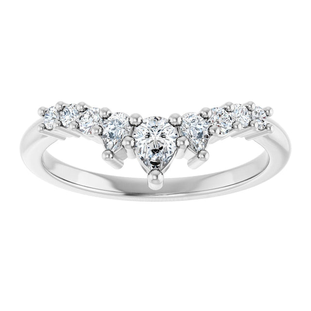 Platinum Pear Natural Diamond Contour Band - 3/8-1/2 CTW - view 3