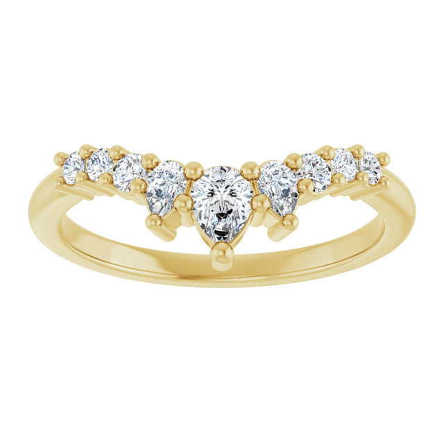 14K Gold Pear Lab-Grown Diamond Contour Band - 3/8-1/2 CTW - Yellow Gold - view 3