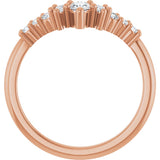 14K Gold Pear Natural Diamond Contour Band - 3/8-1/2 CTW - Rose Gold - view 2