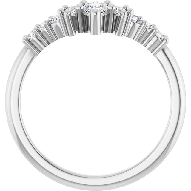 14K Gold Pear Natural Diamond Contour Band - 3/8-1/2 CTW - White Gold - view 2