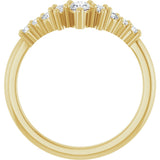 14K Gold Pear Natural Diamond Contour Band - 3/8-1/2 CTW - Yellow Gold - view 2