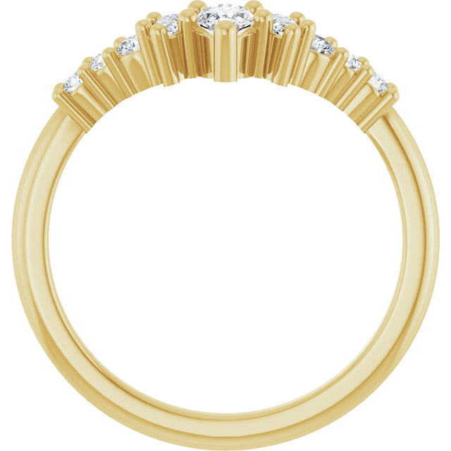 14K Gold Pear Lab-Grown Diamond Contour Band - 3/8-1/2 CTW - Yellow Gold - view 2
