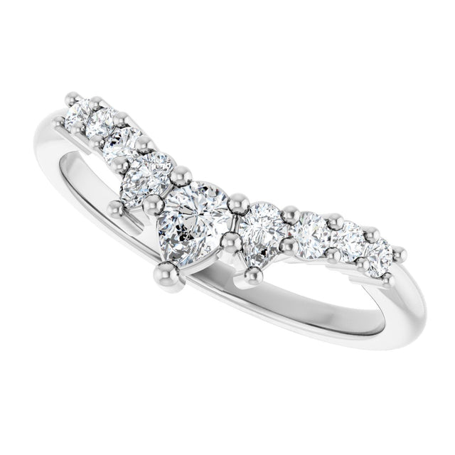 14K Gold Pear Natural Diamond Contour Band - 3/8-1/2 CTW - White Gold - view 5