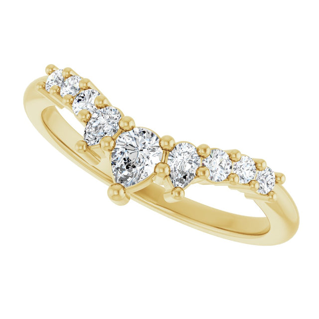 14K Gold Pear Natural Diamond Contour Band - 3/8-1/2 CTW - Yellow Gold - view 5