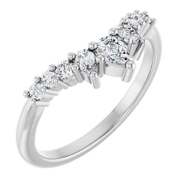 Platinum Pear Natural Diamond Contour Band - 3/8-1/2 CTW