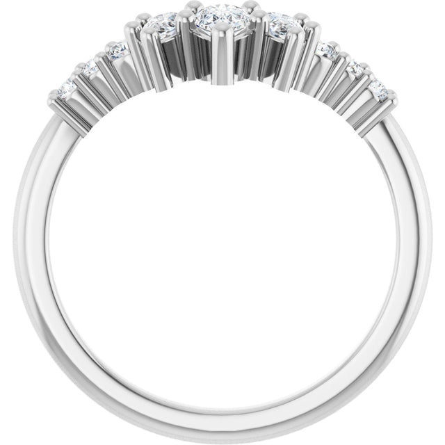 Platinum Pear Natural Diamond Contour Band - 3/8-1/2 CTW - view 2
