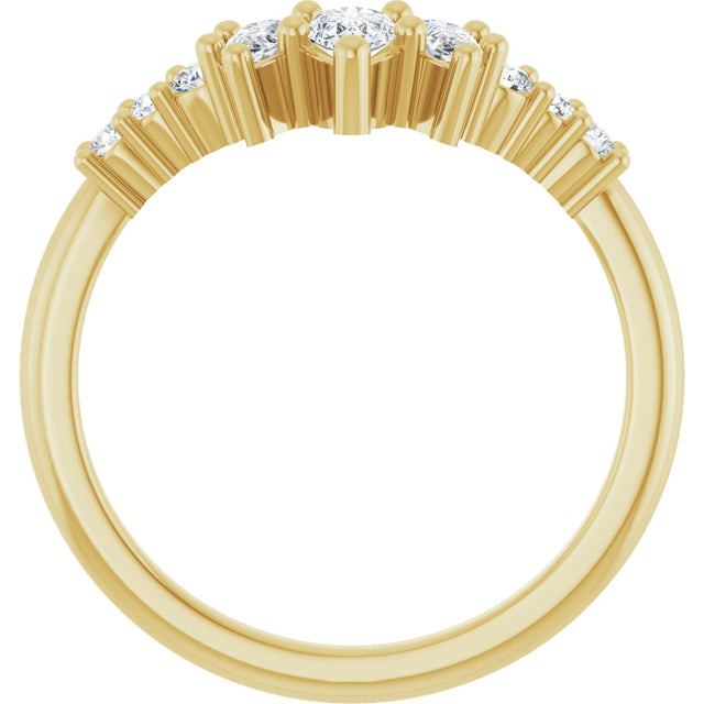 14K Gold Pear Natural Diamond Contour Band - 3/8-1/2 CTW - Yellow Gold - view 2