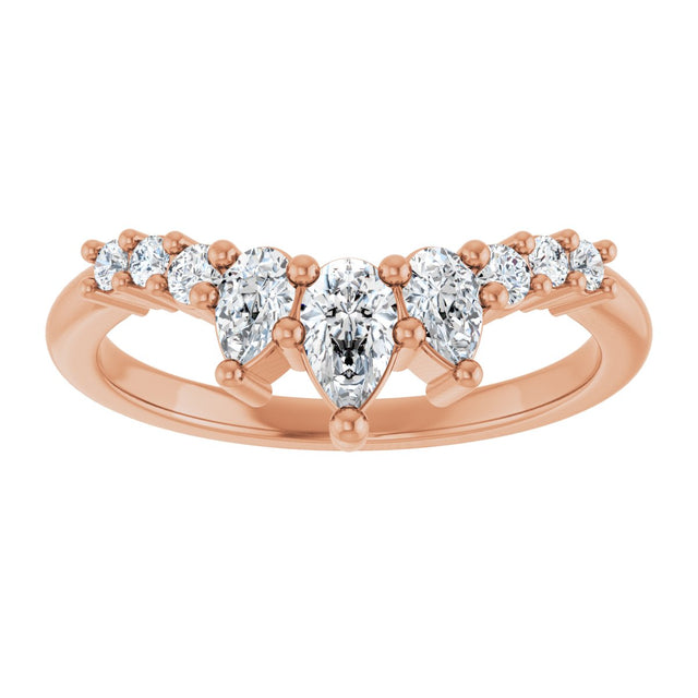 14K Gold Pear Natural Diamond Contour Band - 3/8-1/2 CTW - Rose Gold - view 3