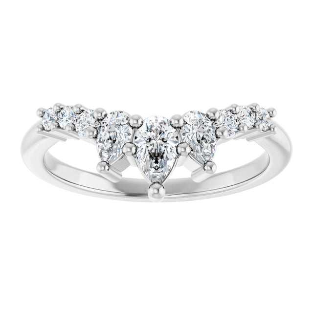 Platinum Pear Natural Diamond Contour Band - 3/8-1/2 CTW - view 3