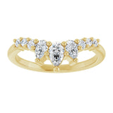 14K Gold Pear Natural Diamond Contour Band - 3/8-1/2 CTW - Yellow Gold - view 3