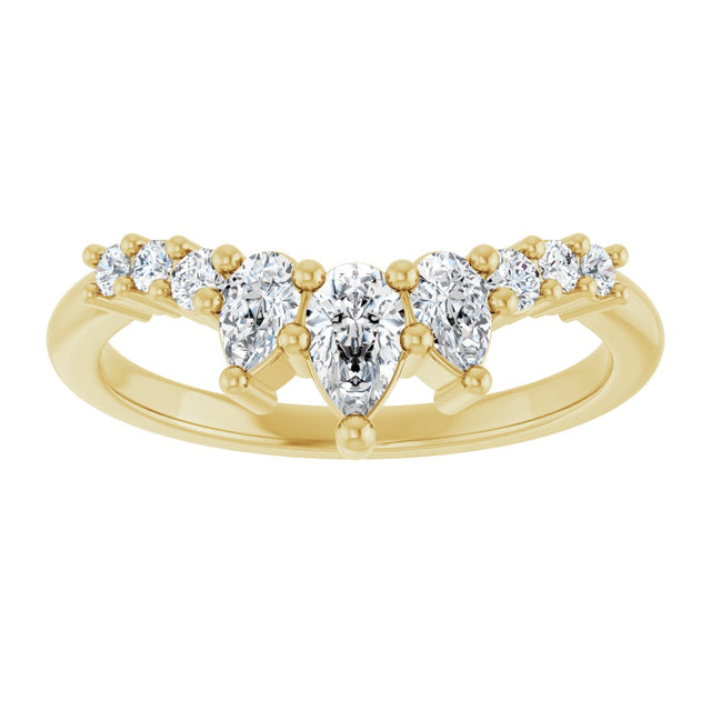 14K Gold Pear Natural Diamond Contour Band - 3/8-1/2 CTW - Yellow Gold - view 3