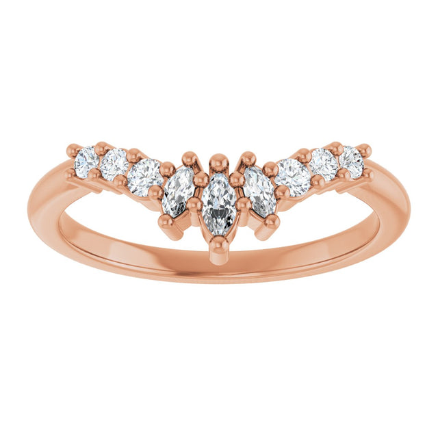 14K Gold Marquise Natural Diamond Contour Band - 1/4-3/8 CTW - Rose Gold - view 3