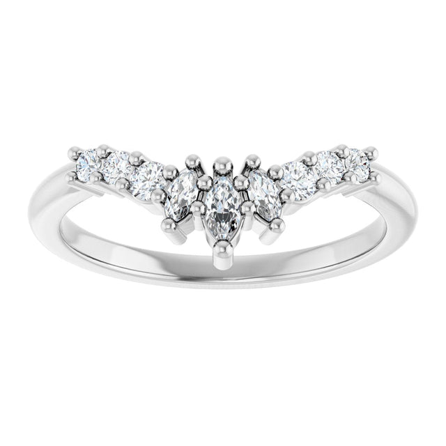Platinum Marquise Lab-Grown Diamond Contour Band - 1/4-3/8 CTW - view 3