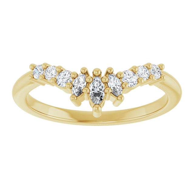 14K Gold Marquise Lab-Grown Diamond Contour Band - 1/4-3/8 CTW - Yellow Gold - view 3