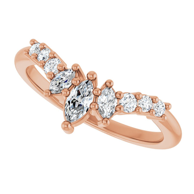 14K Gold Marquise Lab-Grown Diamond Contour Band - 1/4-3/8 CTW - Rose Gold - view 5